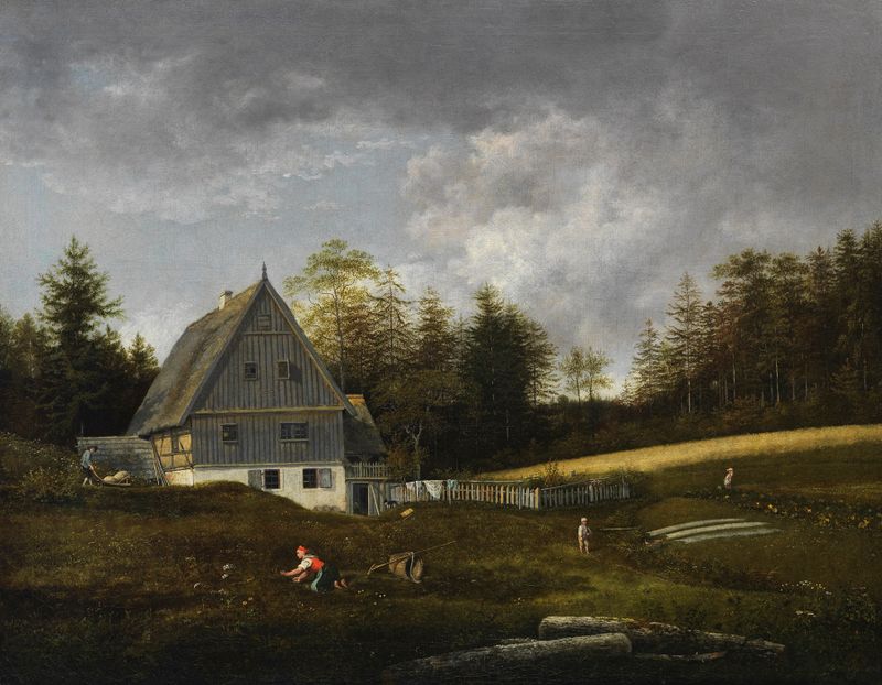 Paisaje con un molino de Johann Christian Klengel, pintura al óleo