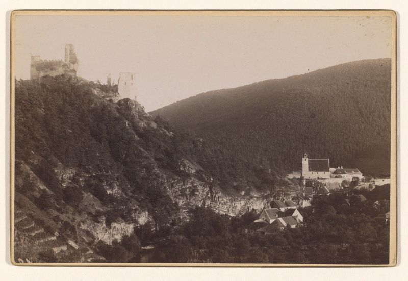 Landscape of ruins and the city of Senftenberg, albumen print by Franz von Prandtstetter