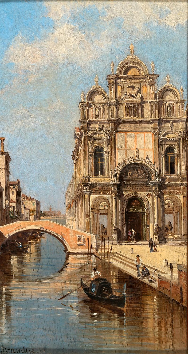 Venice, a View of Campo Santi Giovanni e Paolo, oil on canvas by Antonietta Brandeis