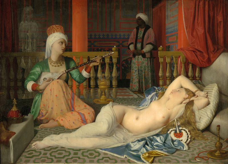 Odalisque, Enslaved Woman, and Eunuch, oil on canvas by Jean-Auguste-Dominique Ingres
