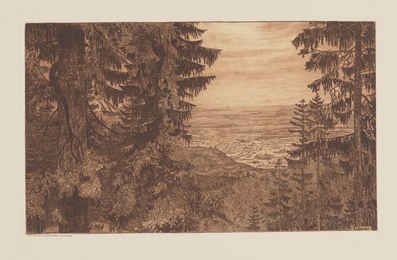 Paisaje con ciervos en un bosque de Alexander Eckener, pintura al óleo