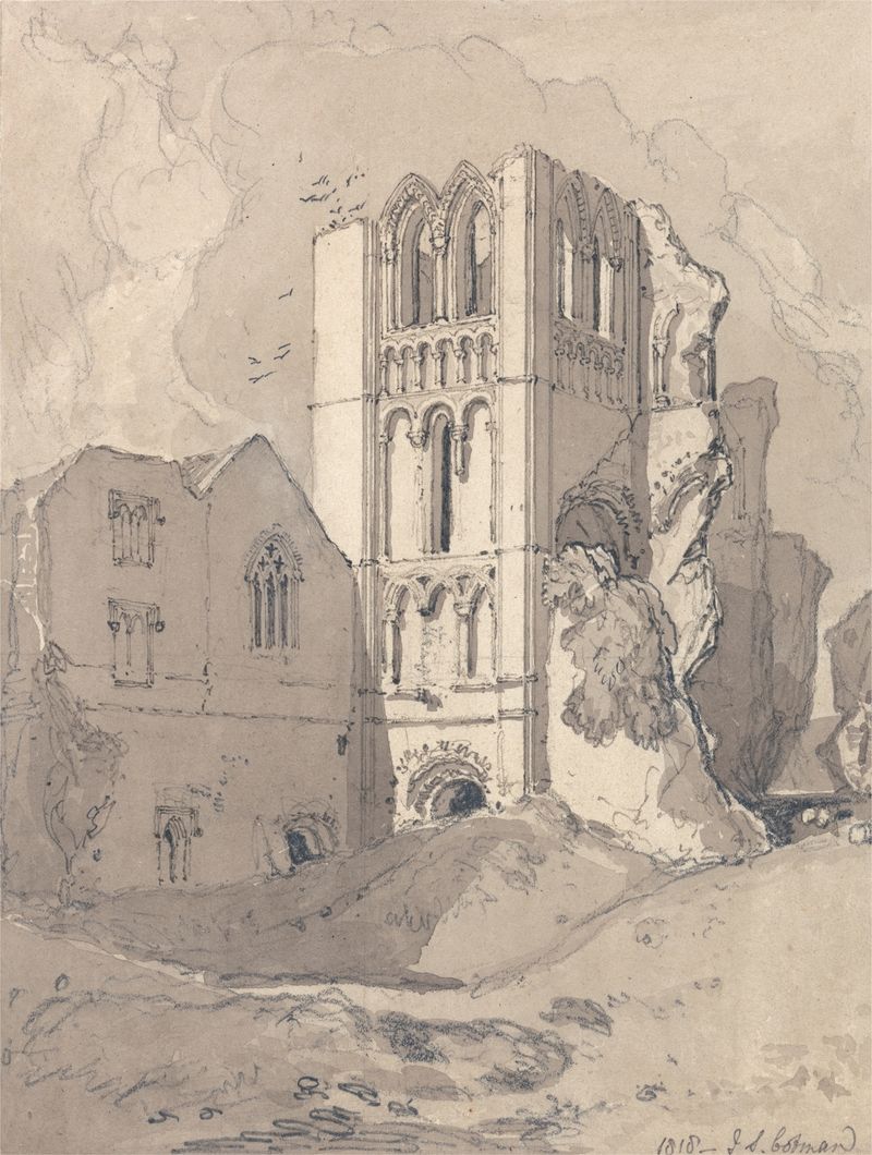 Castle Acre Priory ruins, oil painting by John Sell Cotman
