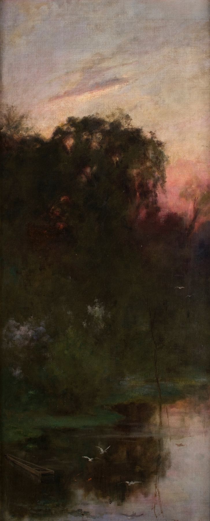 Landscape at dawn, oil on canvas by Witold Pruszkowski