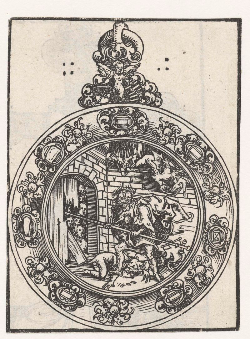 Medalhão com Cristo no inferno, papel, Lucas Cranach
