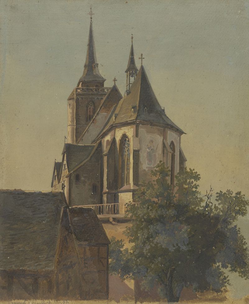 Cena religiosa com Santa Úrsula em tecidos ricos, óleo de Johann Friedrich Hoff