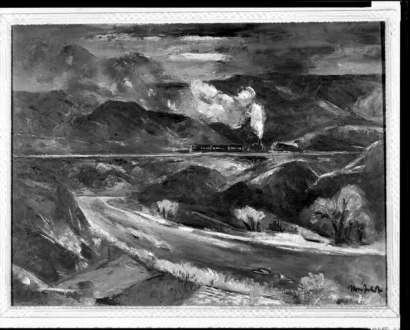 Landscape with a Train, óleo sobre tela de Bror Julius Olsson Nordfeldt