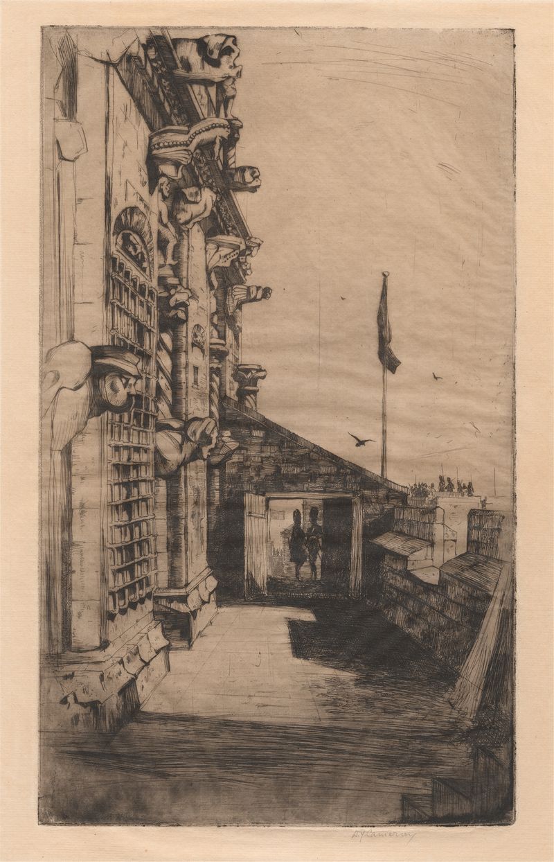 Gárgolas en el Castillo de Stirling, óleo de David Young Cameron