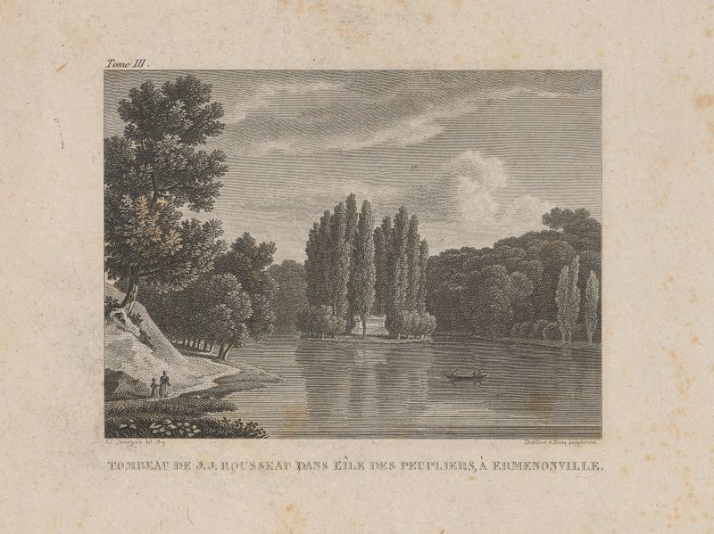 Rousseau’s tomb on the Isle of Poplars, oil painting by Etienne Devilliers