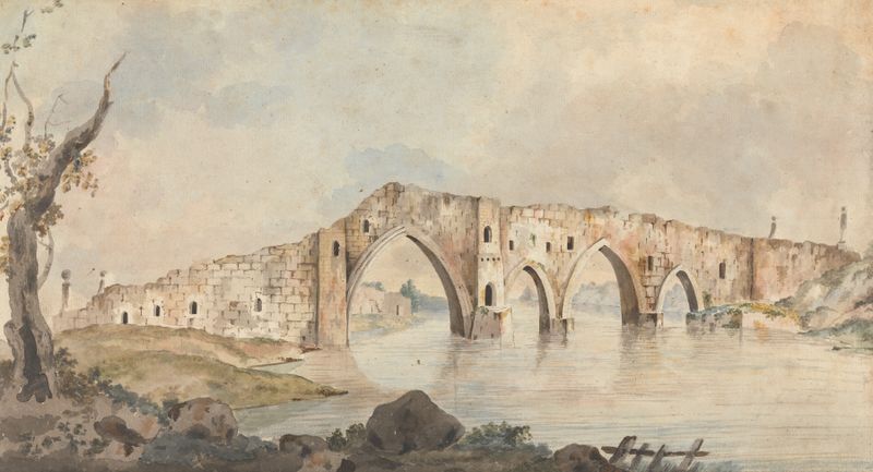 Ruined Bridge with Four Pointed Arches Near Rome by Willey Reveley, architecture