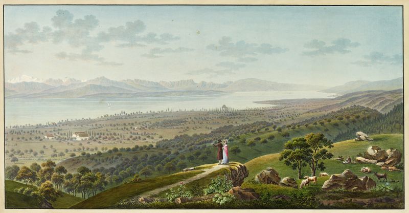 Landscape of Lac de Geneve by Jakob Samuel Weibel, oil painting