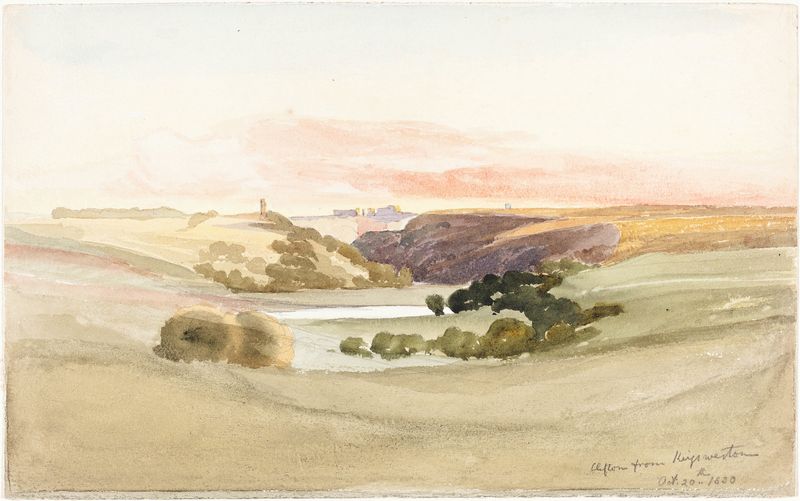 Landscape oil painting by Rev. James Bulwer depicting hills and clouds