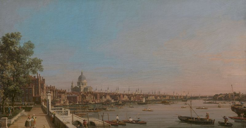 The City from Near the Terrace of Somerset House, óleo sobre tela de Canaletto