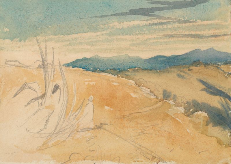 Desenho de Barbara Bodichon de 1861, mostrando linhas delicadas e expressão emocional.