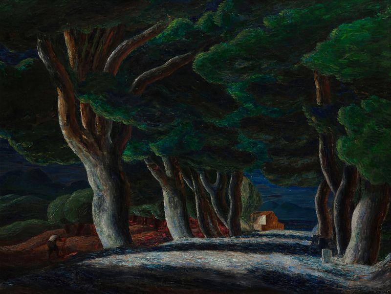Landscape I by Felicjan Szczęsny Kowarski, modernism, depicting a tranquil horizon with muted colors.