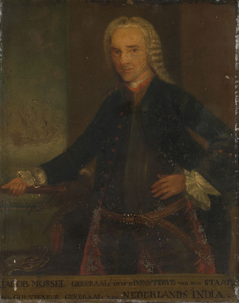 Retrato de Jacob Mossel, Gobernador General de la Compañía Neerlandesa de las Indias Orientales, medio metálico, artista d...
