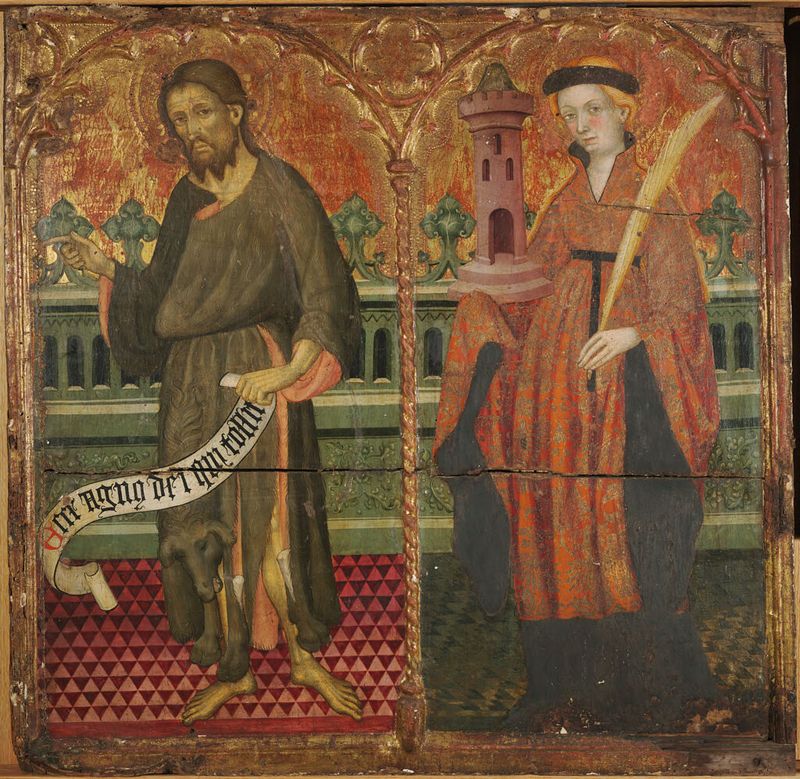 San Juan Bautista y Santa Bárbara, temple sobre panel de Lluís Borrassà