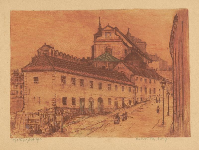 Igreja de Santa Ana em Varsóvia, óleo sobre tela de Feliks Jabłczyński