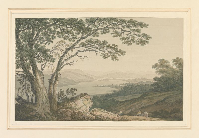Paisaje que representa Windermere desde Gillshead, pintura al óleo de Joseph Farington