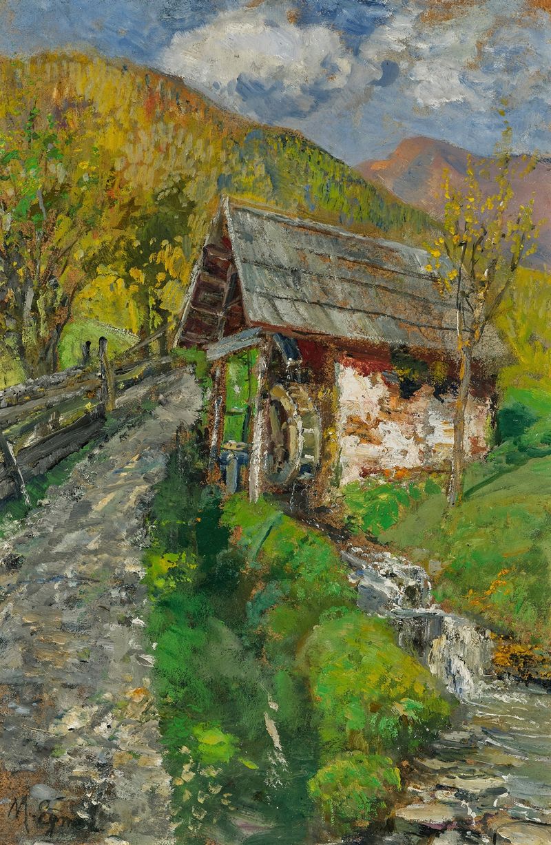 An old mill in Carinthia, oil on canvas by Marie Egner