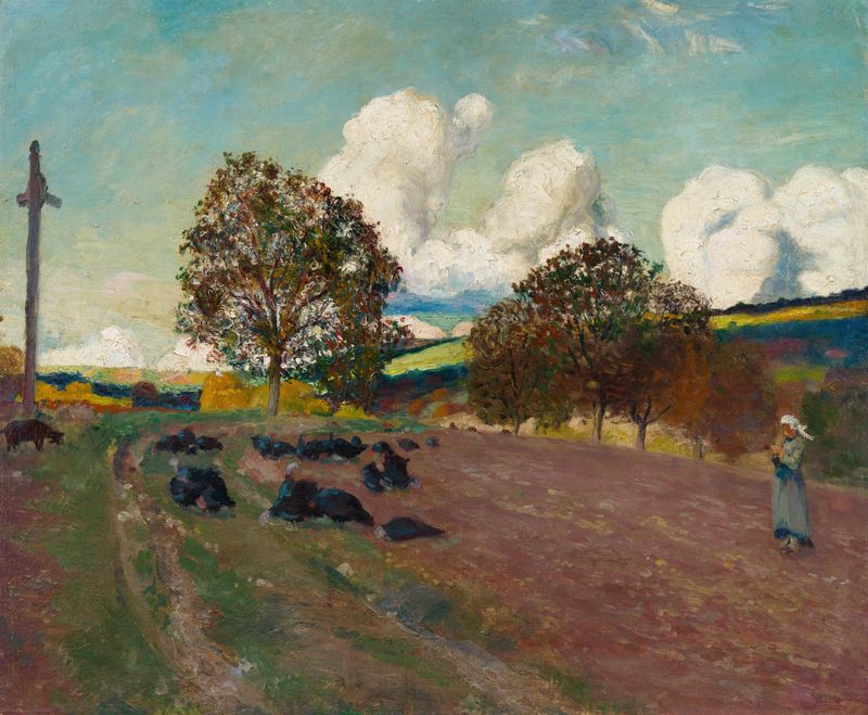 Paysage Breton by Robert Delaunay, oil on canvas showing a vibrant landscape.