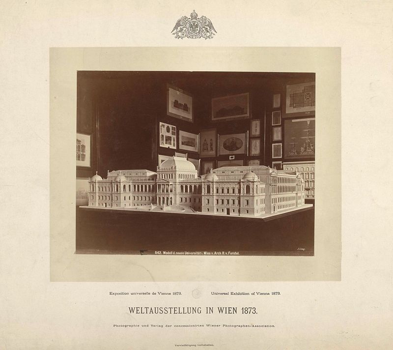 Architectural model of the new university of Vienna by Josef Löwy, albumen print
