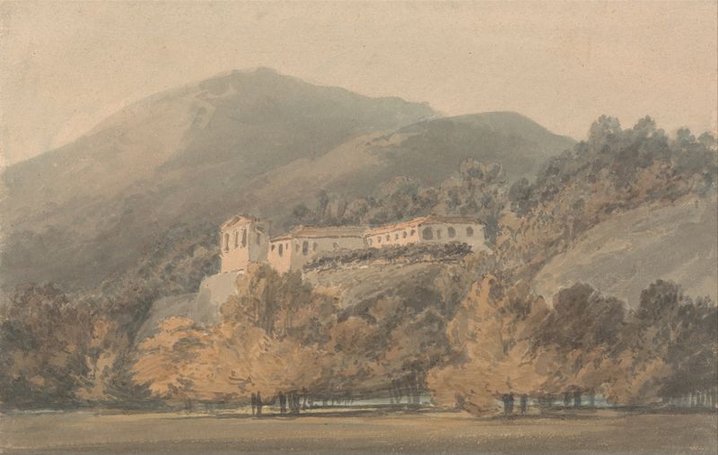 Santa Lucia, A Convent near Caserta de Joseph Mallord William Turner, pintura al óleo que muestra luz solar sobre un paisa...