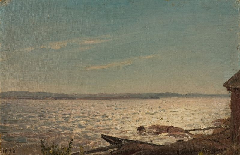 Paisaje postimpresionista que representa la luz del sol sobre Hvaler de Amaldus Nielsen