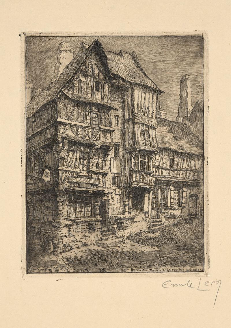 Architecture scene of Bayeux – House in the Rue des Cuisiniers by Émile Leroy, impressionism