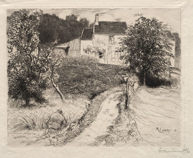 Gravura A Bellot de Auguste Louis Lepère retratando uma paisagem serena