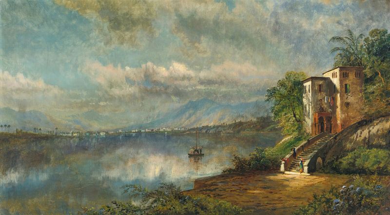 Santiago De Cuba by Edmund Darch Lewis, oil on canvas depicting lush foliage and water