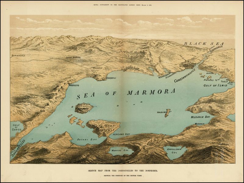 Cena marinha representando o Mar de Mármara durante a Guerra Russo-Turca, pintura a óleo de Unknown Artist