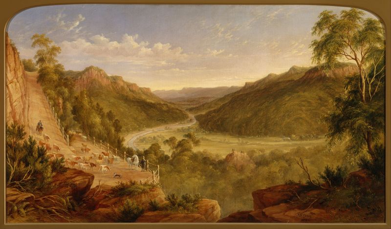 Paisagem do Burragorang Valley perto de Picton, óleo sobre tela de James Howe Carse