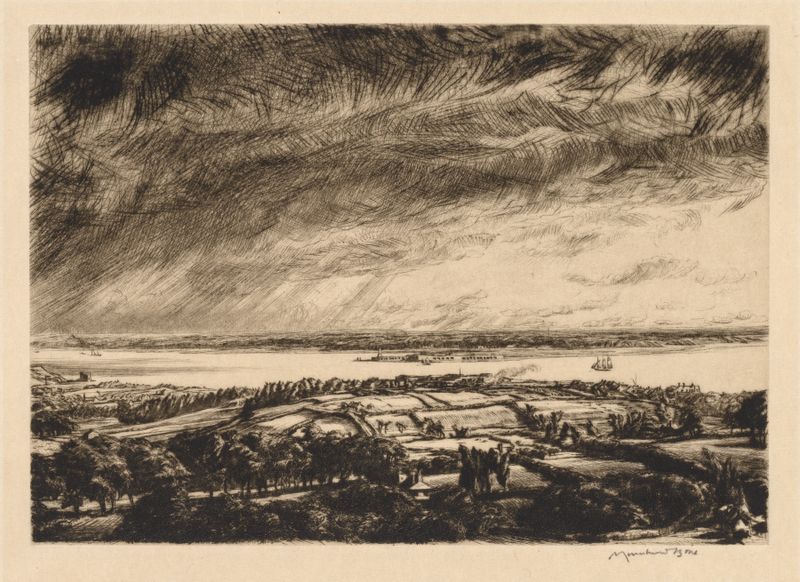 Marine landscape of the Solent by Muirhead Bone, unknown medium