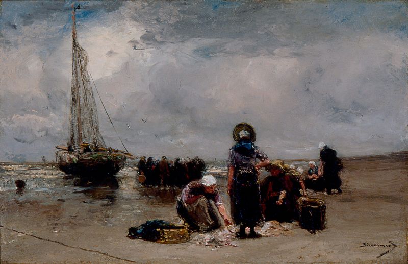 Seaside by Bernardus Johannes Blommers, impressionist oil painting depicting waves and shore