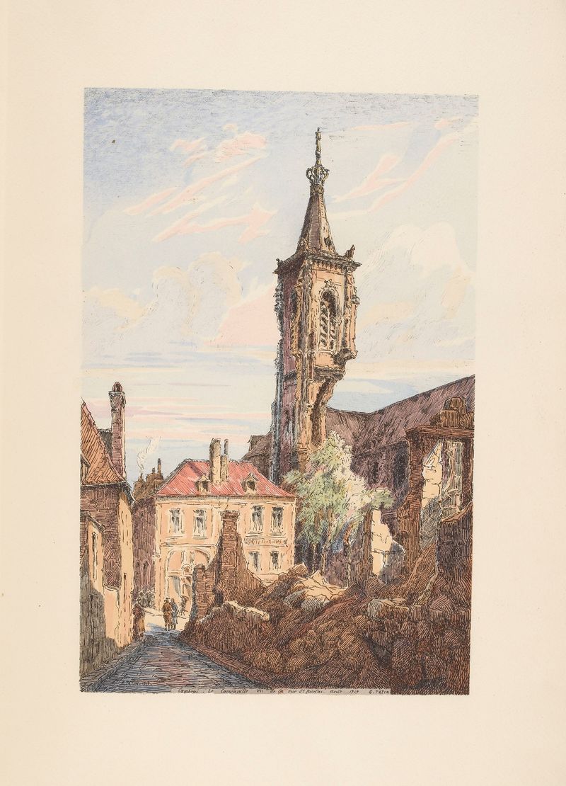 Cambrai – La cathédrale de E. Tatin, pintura a óleo que retrata uma catedral com luz quente.