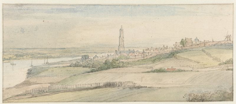 View of Rhenen and the Rhine from the East, oil on canvas by Gerbrand van den Eeckhout