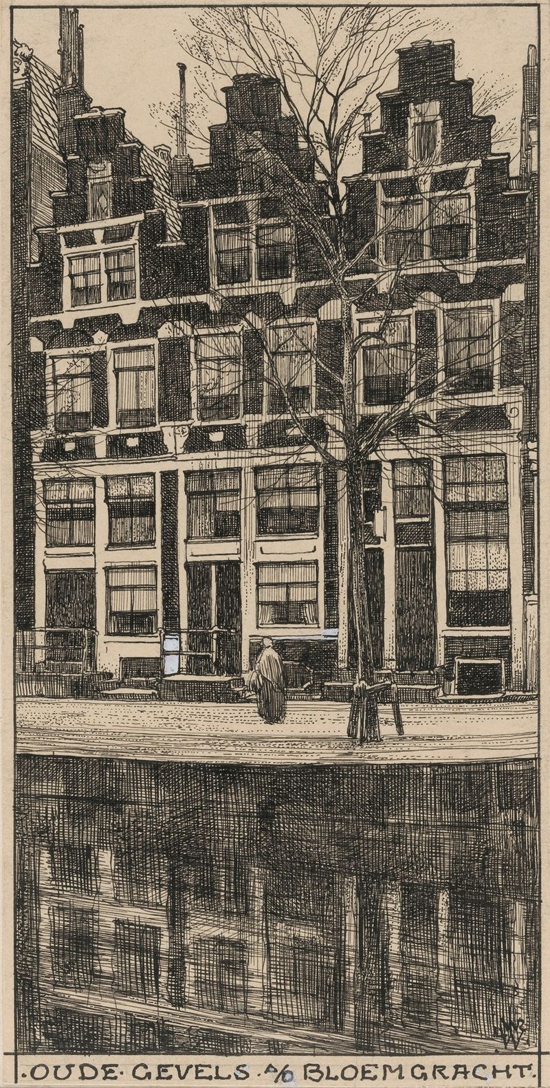 Oude gevels aan de Bloemgracht te Amsterdam, óleo sobre lienzo de Willem Wenckebach
