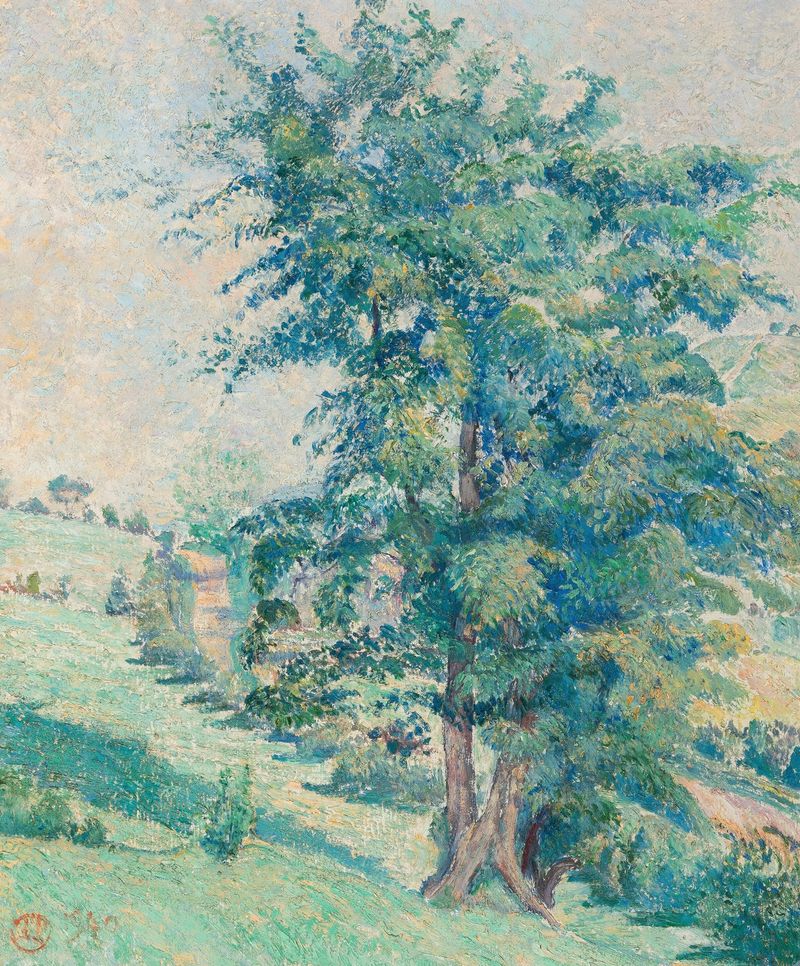 Le grand chêne by Lucien Pissarro, oil on canvas depicting a grand oak tree.
