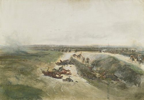 A detailed depiction of a military scene from the Battle of Champigny.