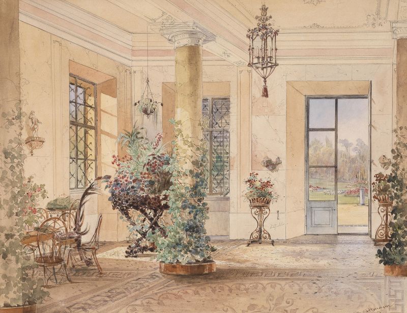 Escena interior con luz y sombras en óleo de Anton Altmann the younger