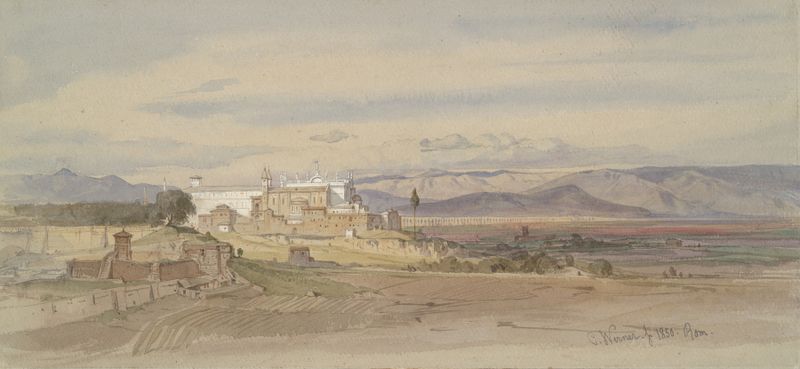 Roman landscape with San Giovanni in Laterano, oil on canvas by Carl Friedrich Heinrich Werner