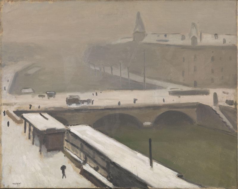 Paisaje invernal de Albert Marquet, pintura al óleo que representa el río Sena.