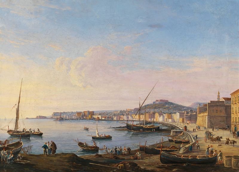 Seascape of Naples by Salvatore Candido, oil on canvas