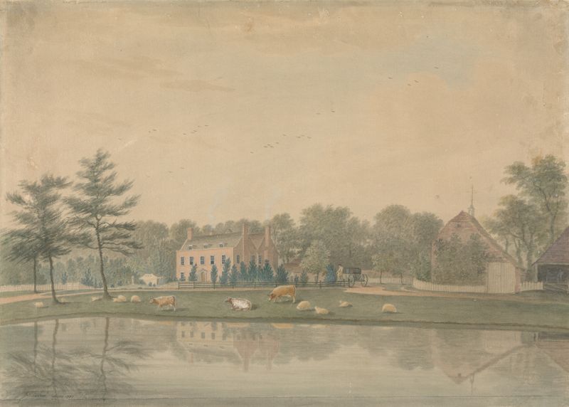 North East View of a House at Ringmer with Cattle and Sheep by James Lambert, oil painting