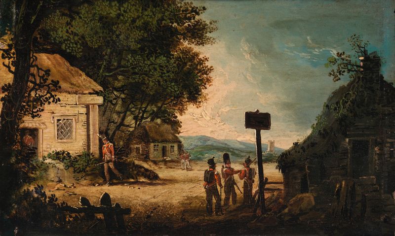 Pintura histórica al óleo de William Sadler el Joven que representa a un hombre en luz y sombra.