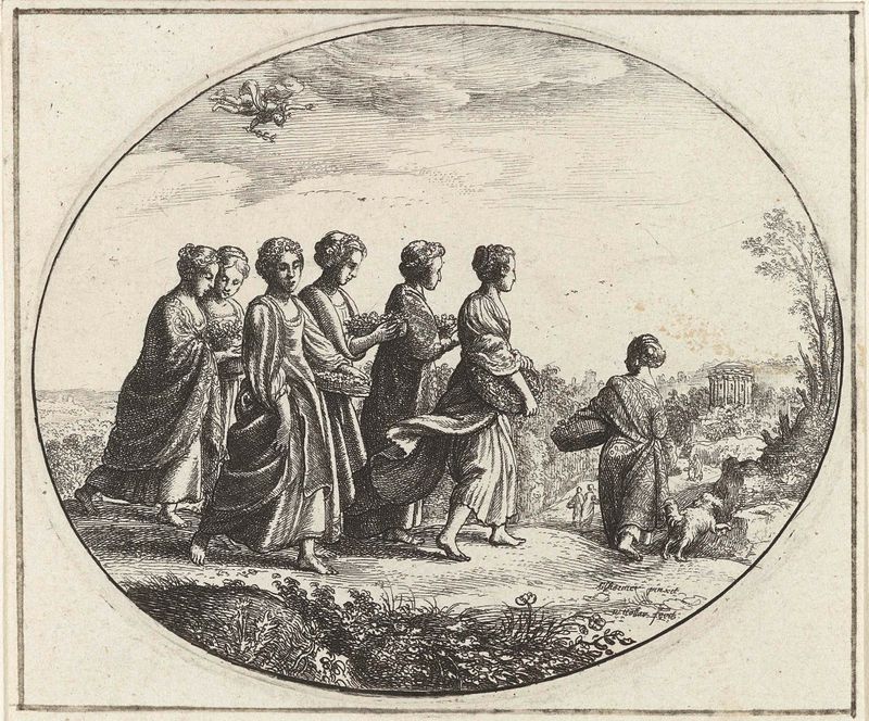 Mercurius en Herse gravura de Wenceslaus Hollar representando Mercúrio e figuras mitológicas