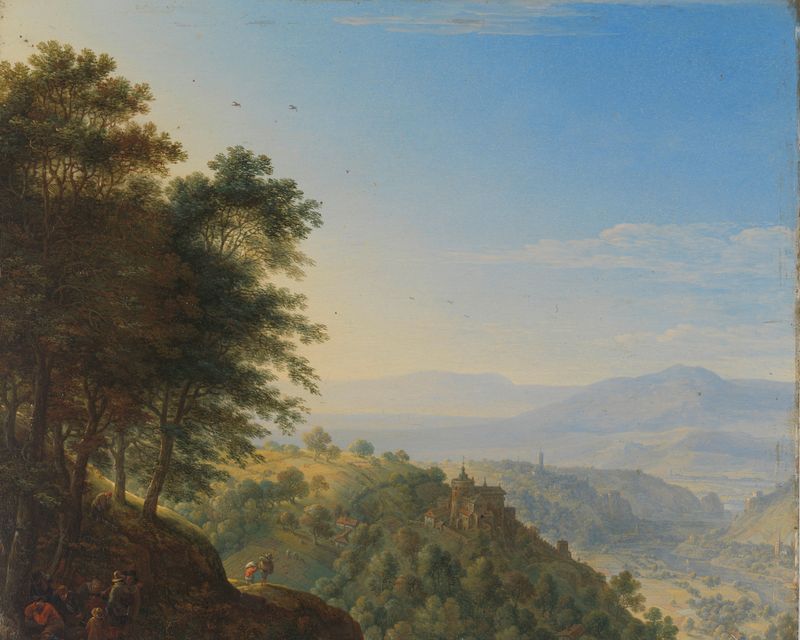 Mountainous landscape near Boppard aan de Rijn, oil on canvas by Herman Saftleven