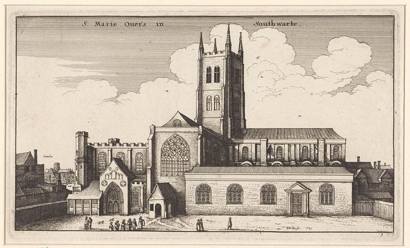 Gravura da Catedral de Southwark em Londres por Wenceslaus Hollar