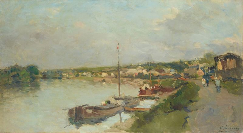 Landscape of La Seine au Bas-Meudon by Albert Lebourg, oil painting