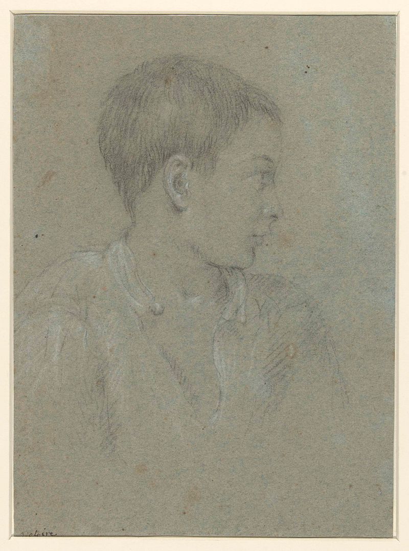 Retrato de un joven por Charles Joseph Natoire, medio papel